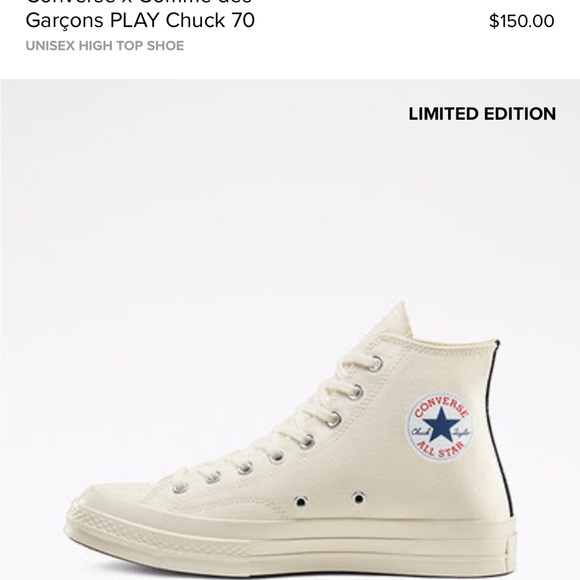 Comme de Garçon PLAY converse unsex. M5 W7 - Picture 7 of 10